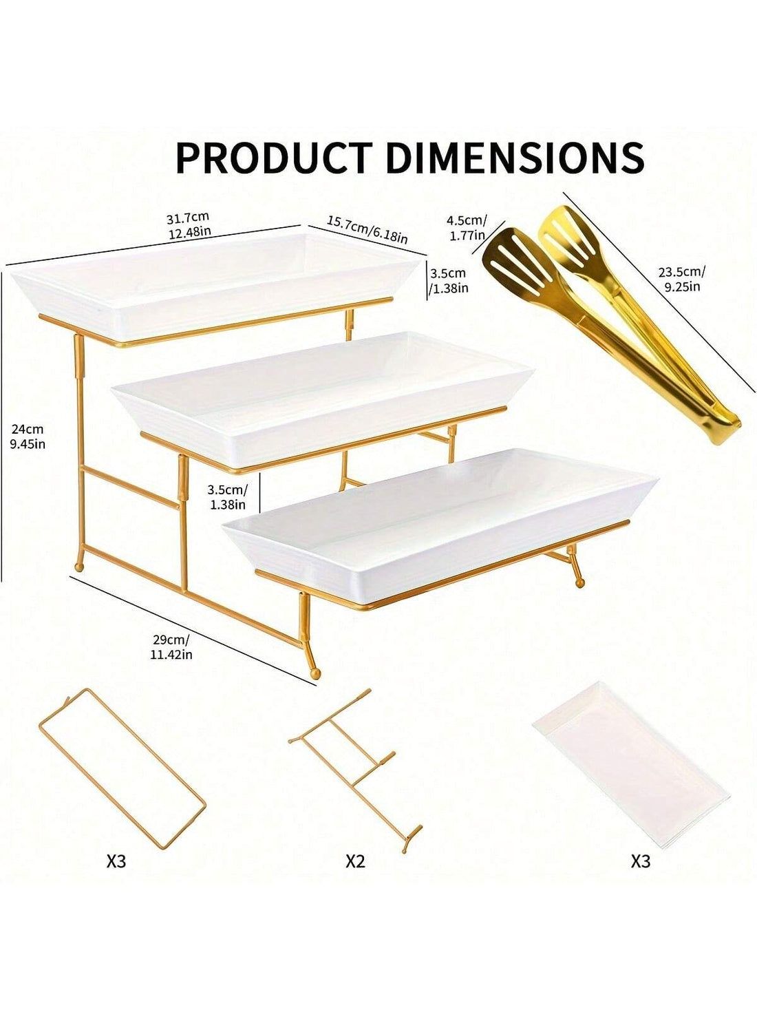 White Tiered Serving Stand + Tong
