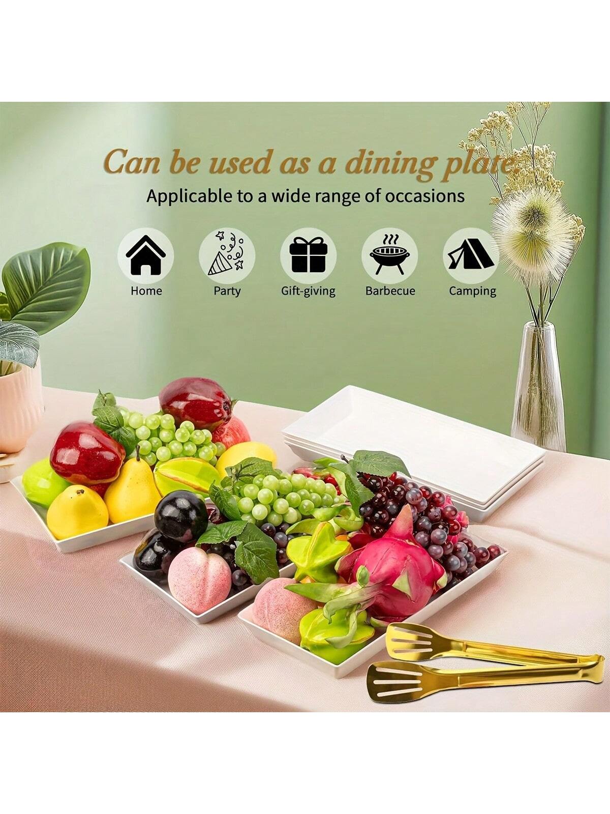 White Tiered Serving Stand + Tong