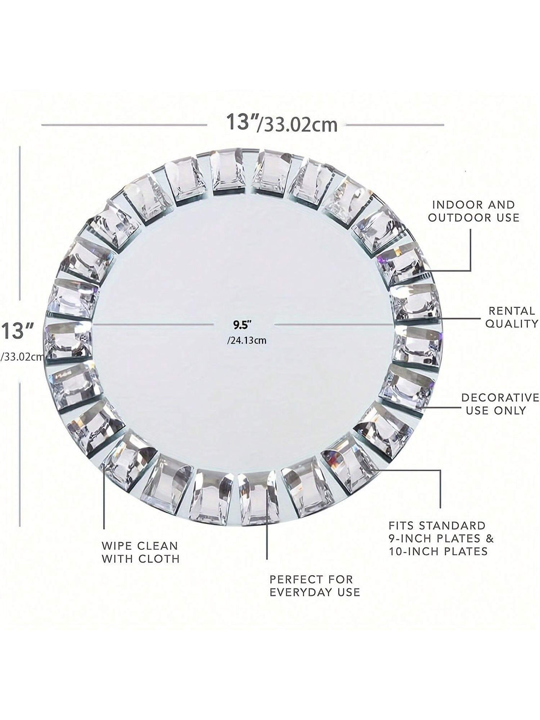 High-Quality Glass Mirror TraysWith Circular Silver Trim