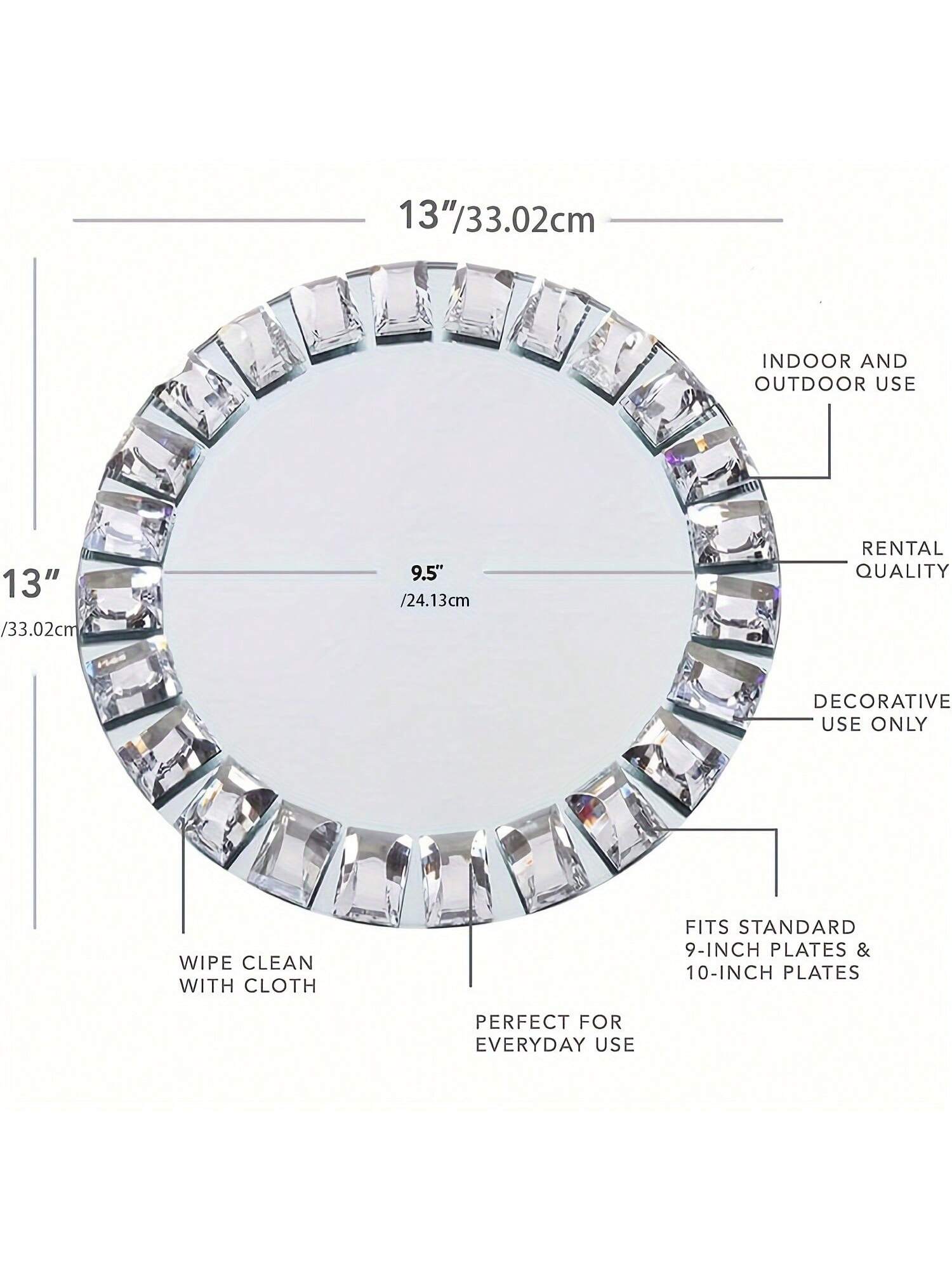 High-Quality Glass Mirror TraysWith Circular Silver Trim