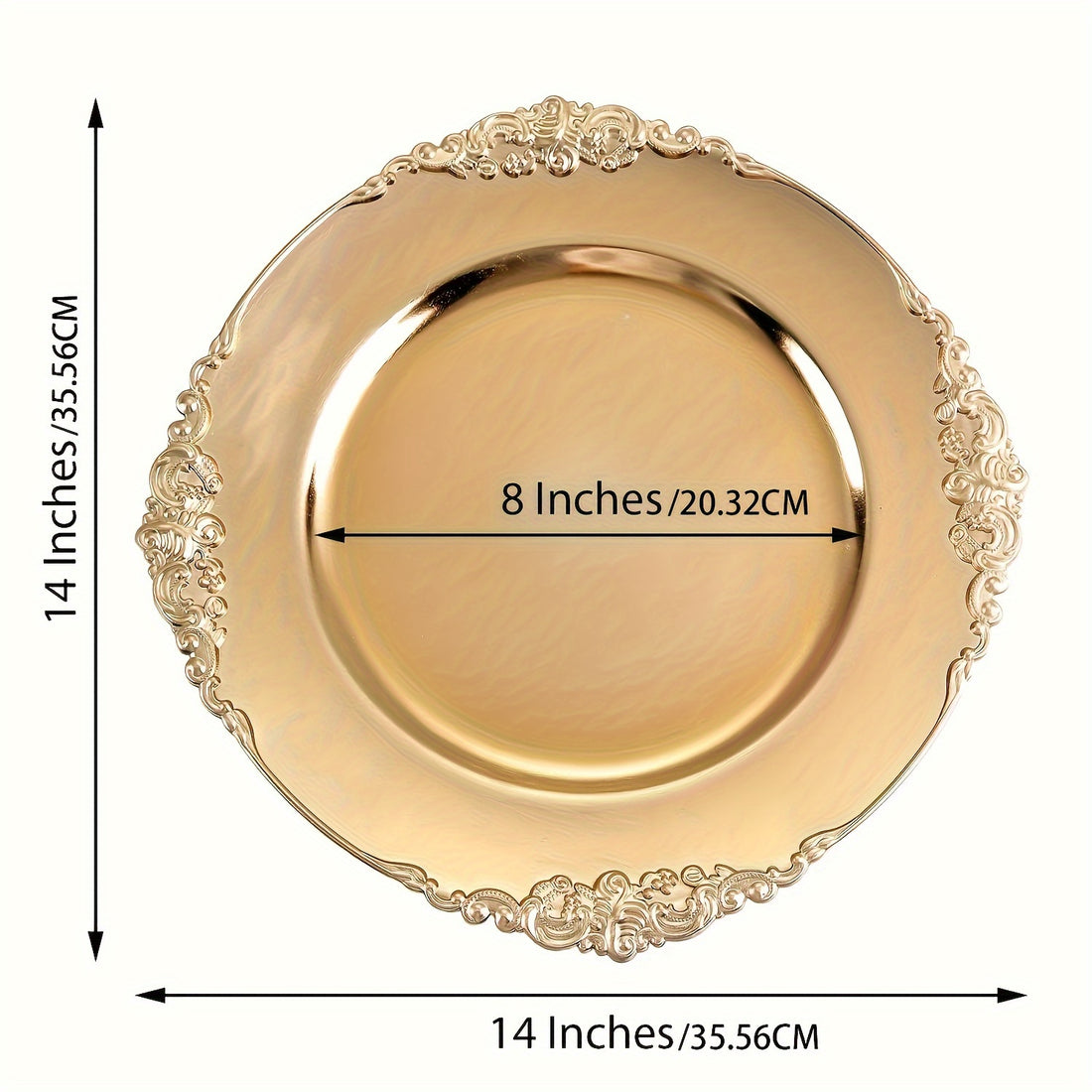 12 Gold Edged Circular Plastic Decorative Tray!