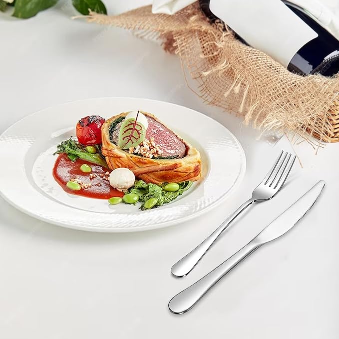 30 Piece 6-Person Silverware Set, Stainless Steel Cutlery Set Including Fork/Knife/Spoon,