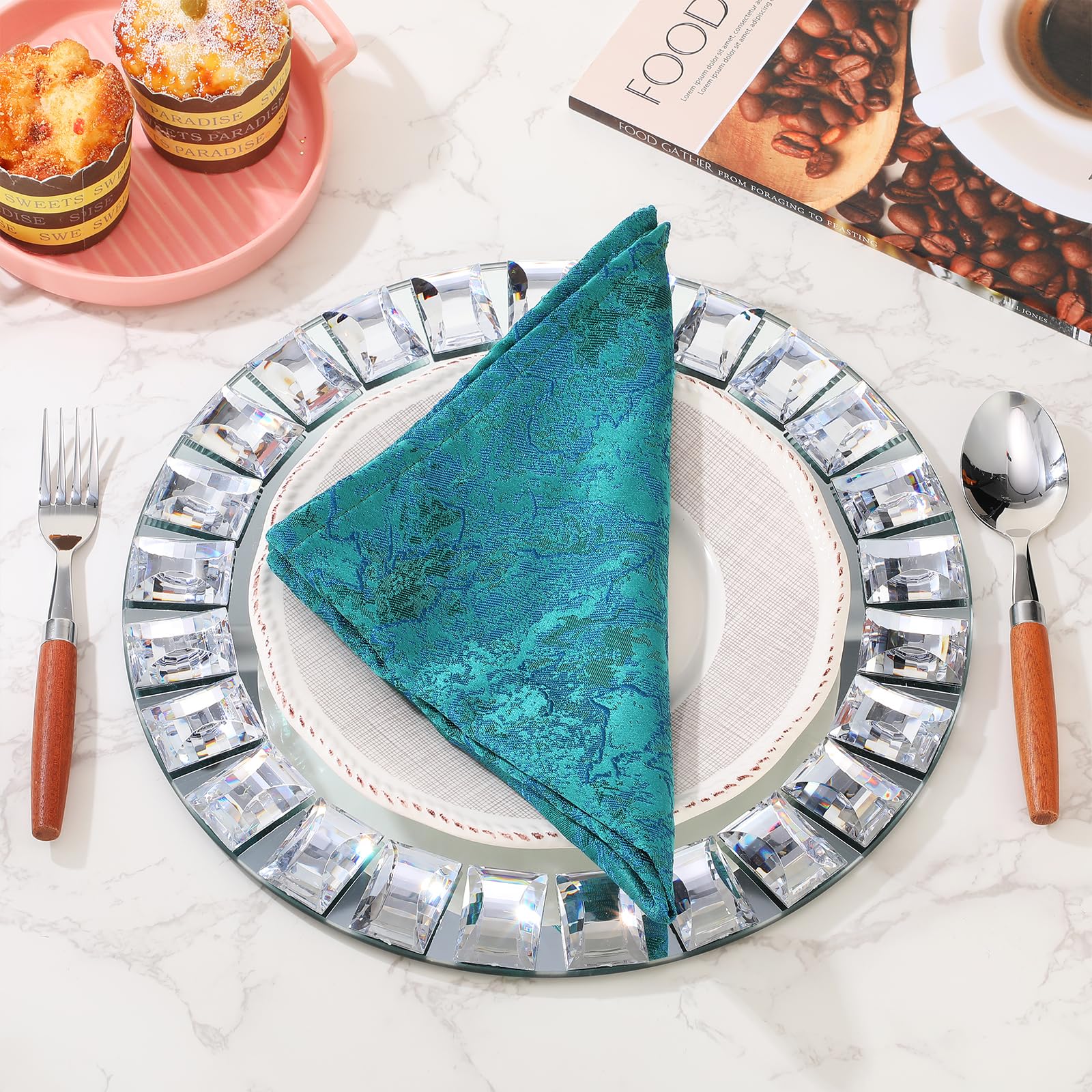 High-Quality Glass Mirror TraysWith Circular Silver Trim