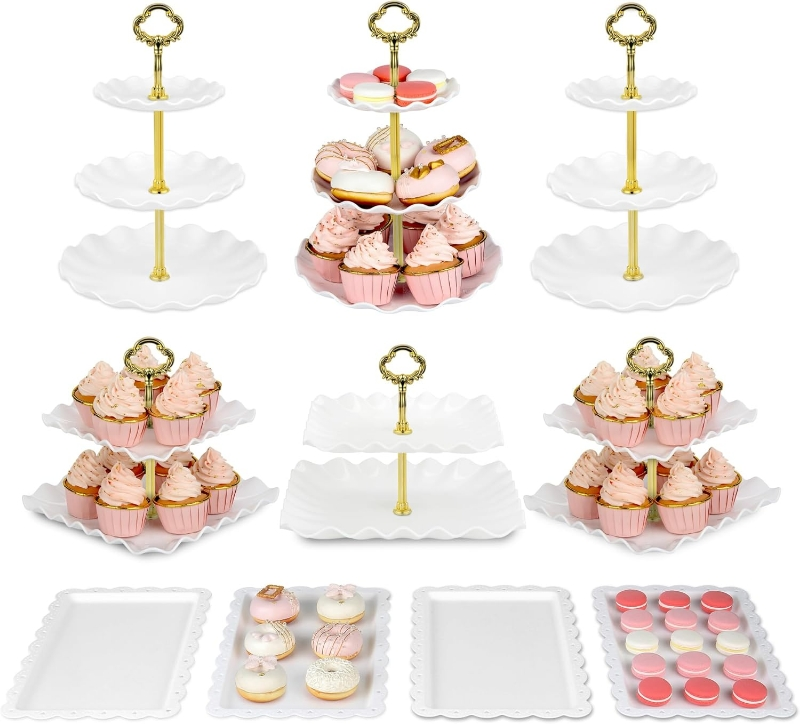 BLAGEPORT 10-Piece Dessert Table Display Set – Cake Stands for Weddings, Baby Showers, Birthdays & Party Decorations