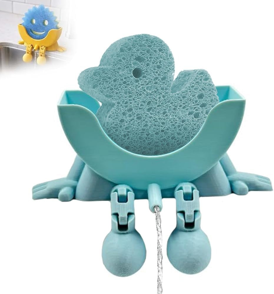 Funny Kitchen Sponge Holder – Cute Sink Organizer for Sponges, Brushes & Dishwashing Accessories