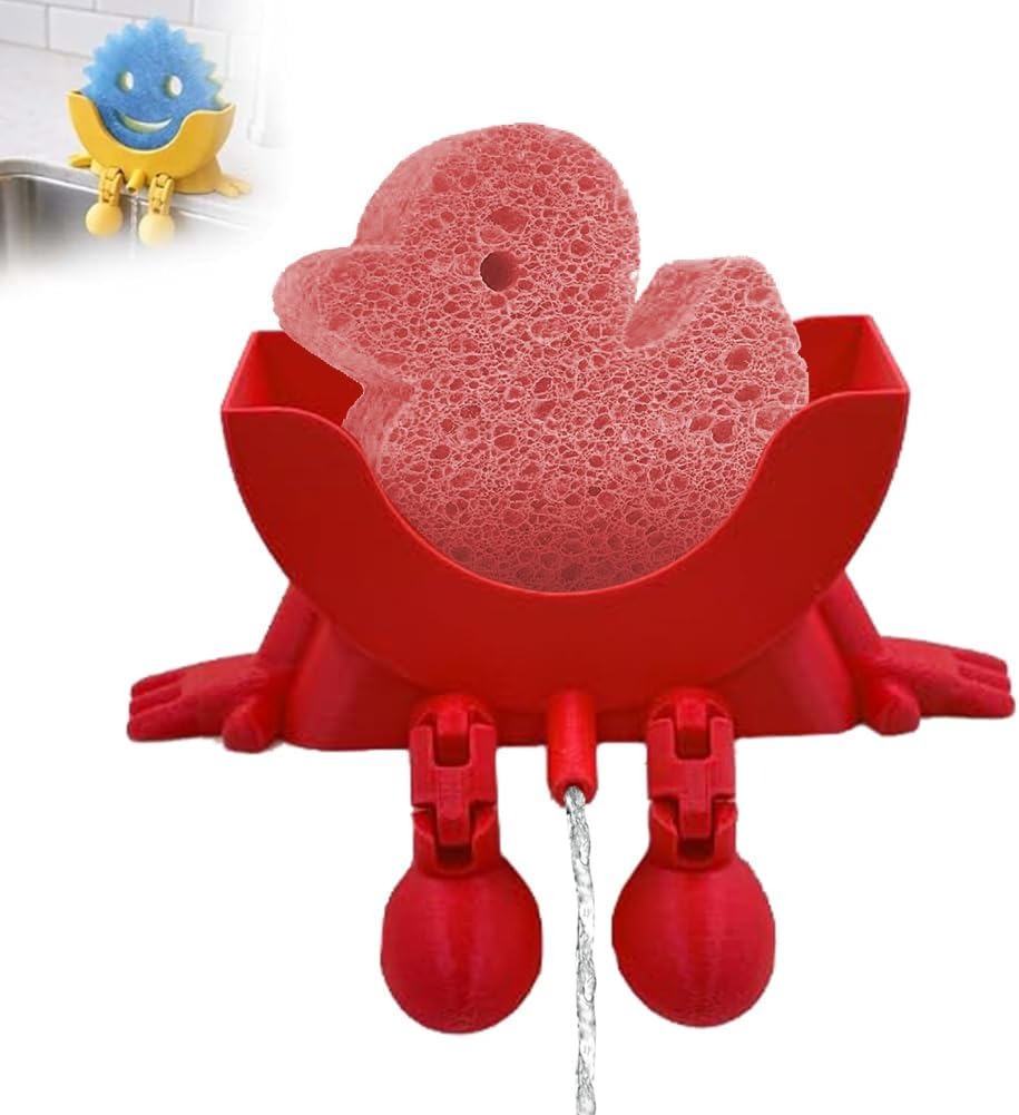 Funny Kitchen Sponge Holder – Cute Sink Organizer for Sponges, Brushes & Dishwashing Accessories