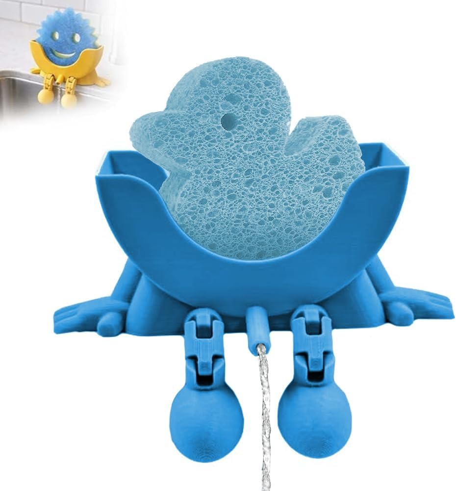 Funny Kitchen Sponge Holder – Cute Sink Organizer for Sponges, Brushes & Dishwashing Accessories