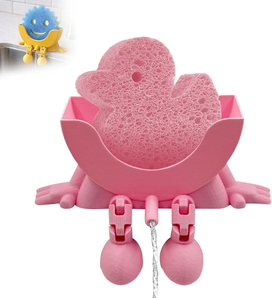 Funny Kitchen Sponge Holder – Cute Sink Organizer for Sponges, Brushes & Dishwashing Accessories