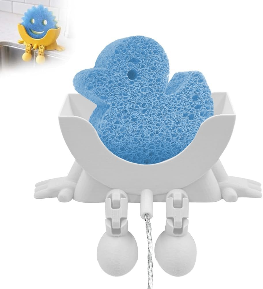 Funny Kitchen Sponge Holder – Cute Sink Organizer for Sponges, Brushes & Dishwashing Accessories