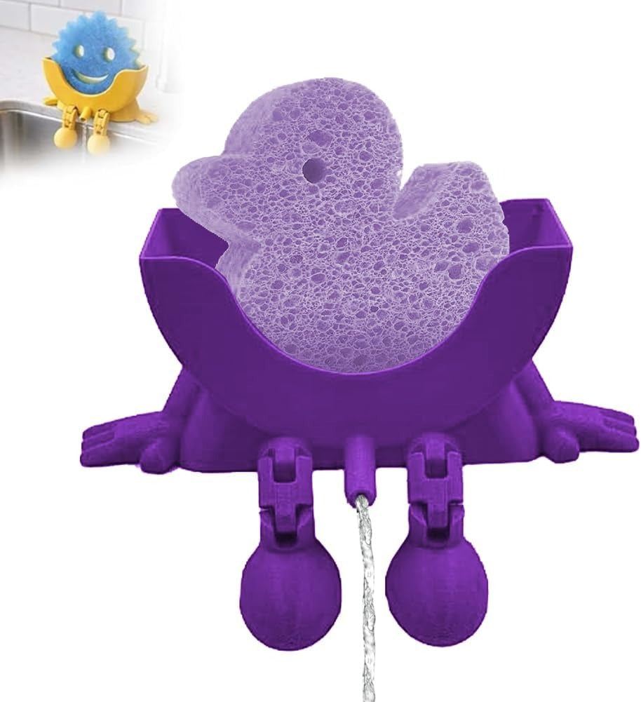 Funny Kitchen Sponge Holder – Cute Sink Organizer for Sponges, Brushes & Dishwashing Accessories