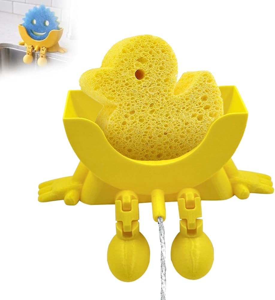 Funny Kitchen Sponge Holder – Cute Sink Organizer for Sponges, Brushes & Dishwashing Accessories