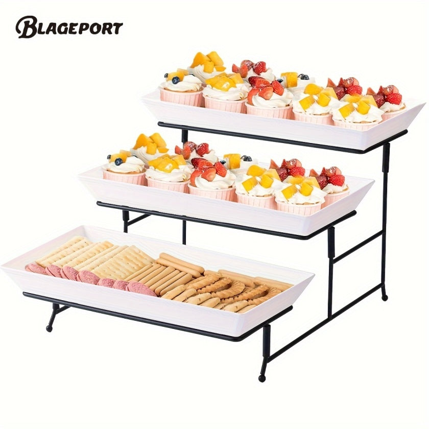 3-Tier Cupcake Stand – Plastic Dessert Display Stand for Weddings, Baby Showers, Tea Parties & Birthday Celebrations