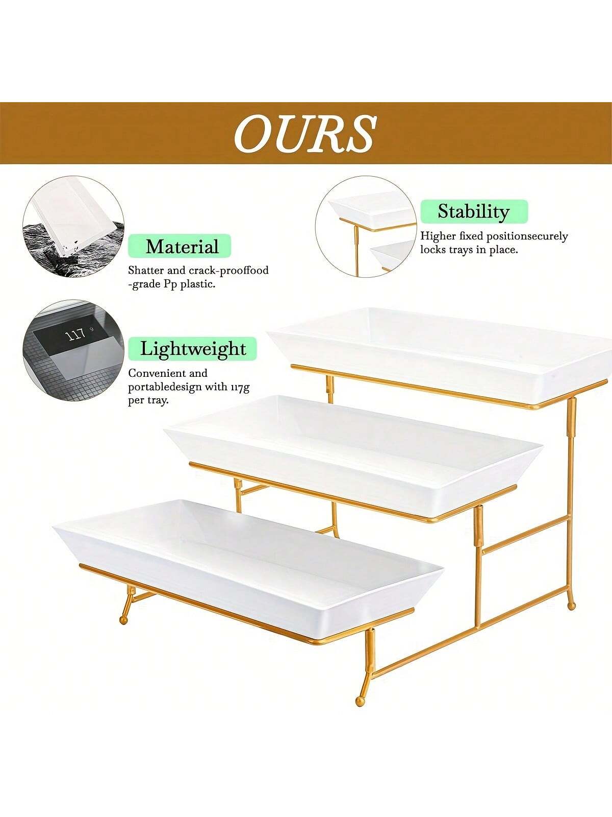 White Tiered Serving Stand + Tong