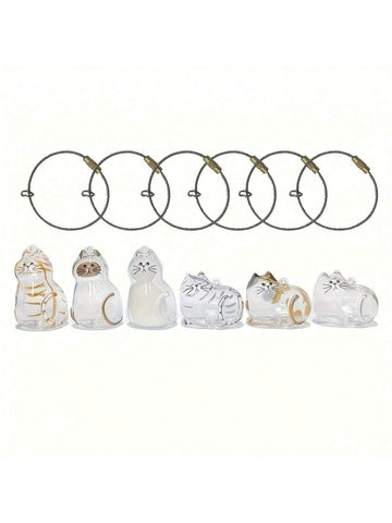 6 Lie Flat Cat/Upright Hair Collector Keychains