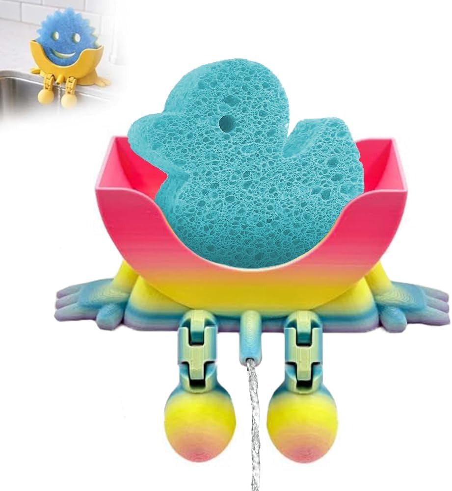 Funny Kitchen Sponge Holder – Cute Sink Organizer for Sponges, Brushes & Dishwashing Accessories