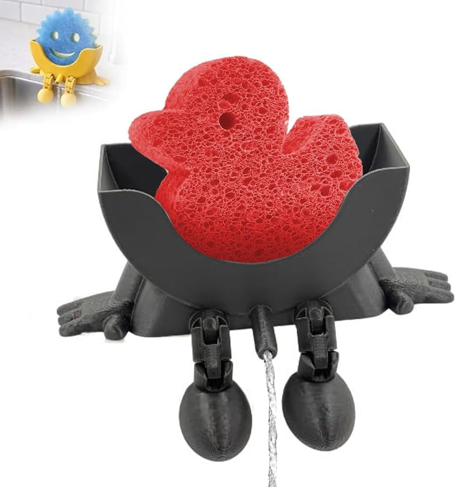 Funny Kitchen Sponge Holder – Cute Sink Organizer for Sponges, Brushes & Dishwashing Accessories