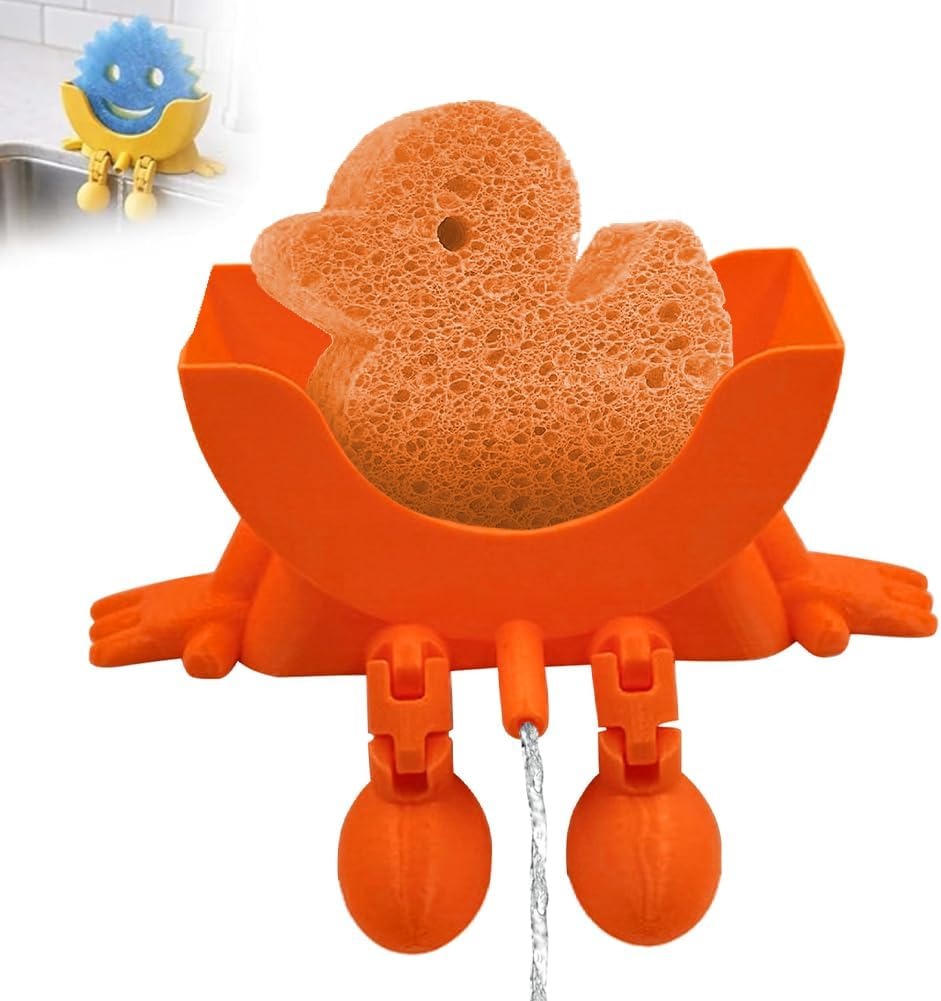 Funny Kitchen Sponge Holder – Cute Sink Organizer for Sponges, Brushes & Dishwashing Accessories
