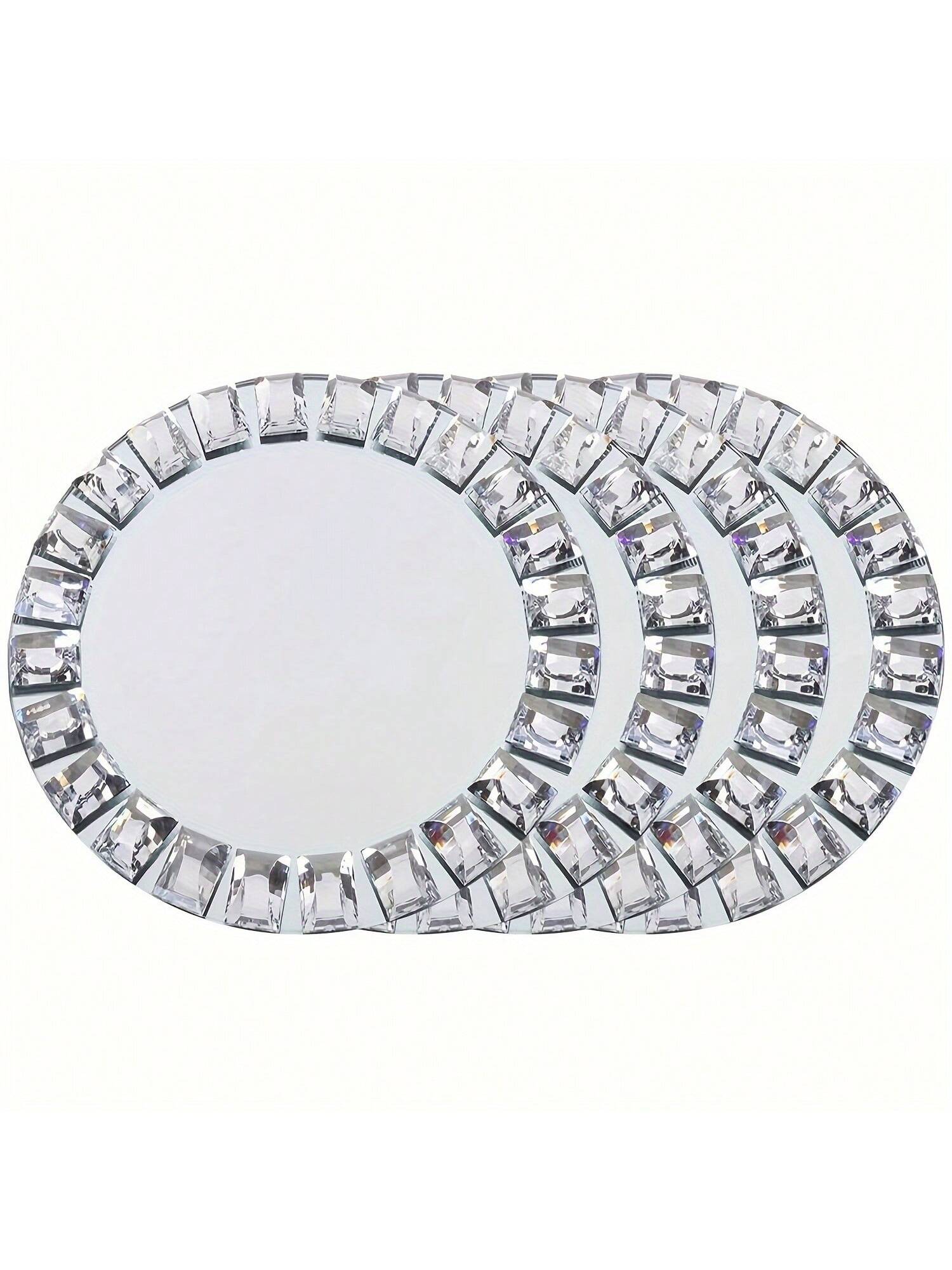 High-Quality Glass Mirror TraysWith Circular Silver Trim