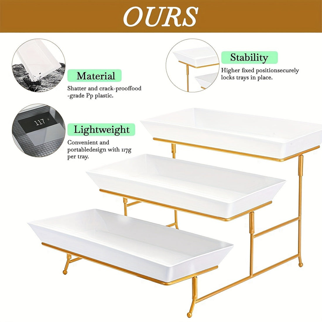 3-Tier Plastic Cake Stand