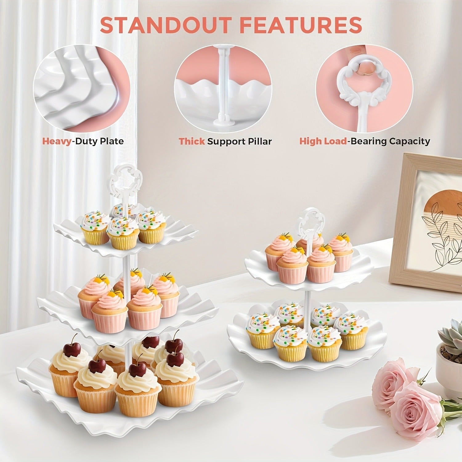12-Piece Dessert Table Display Set with 3-Tier Cupcake Stands & 2-Tier Cake Holders – Perfect for Weddings, Baby Showers, Birthdays, Graduations & Party Decorations