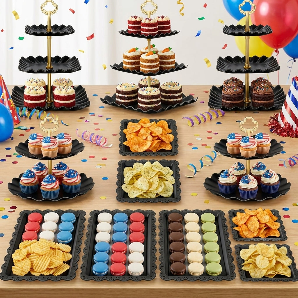 12-Piece Dessert Table Display Set with 3-Tier Cupcake Stands & 2-Tier Cake Holders – Perfect for Weddings, Baby Showers, Birthdays, Graduations & Party Decorations