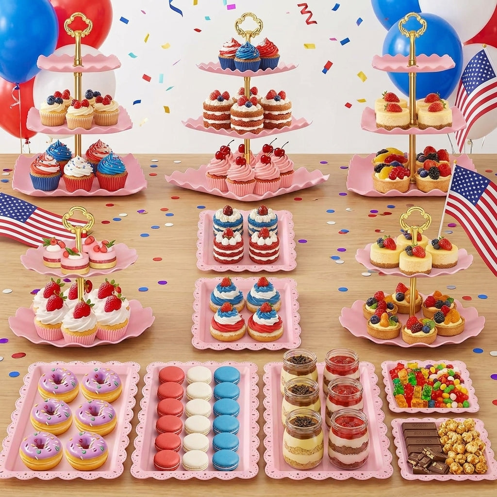 12-Piece Dessert Table Display Set with 3-Tier Cupcake Stands & 2-Tier Cake Holders – Perfect for Weddings, Baby Showers, Birthdays, Graduations & Party Decorations