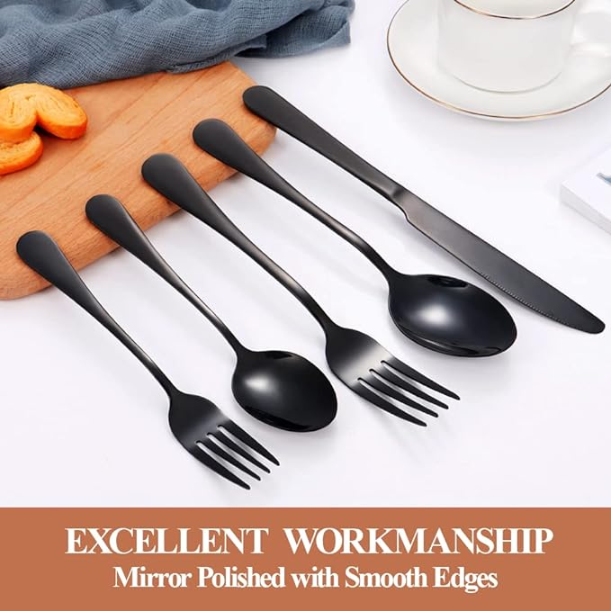 30-Piece Stainless Steel Flatware Set for 6 – Modern Silverware Set with Forks, Knives & Spoons for Everyday Dining