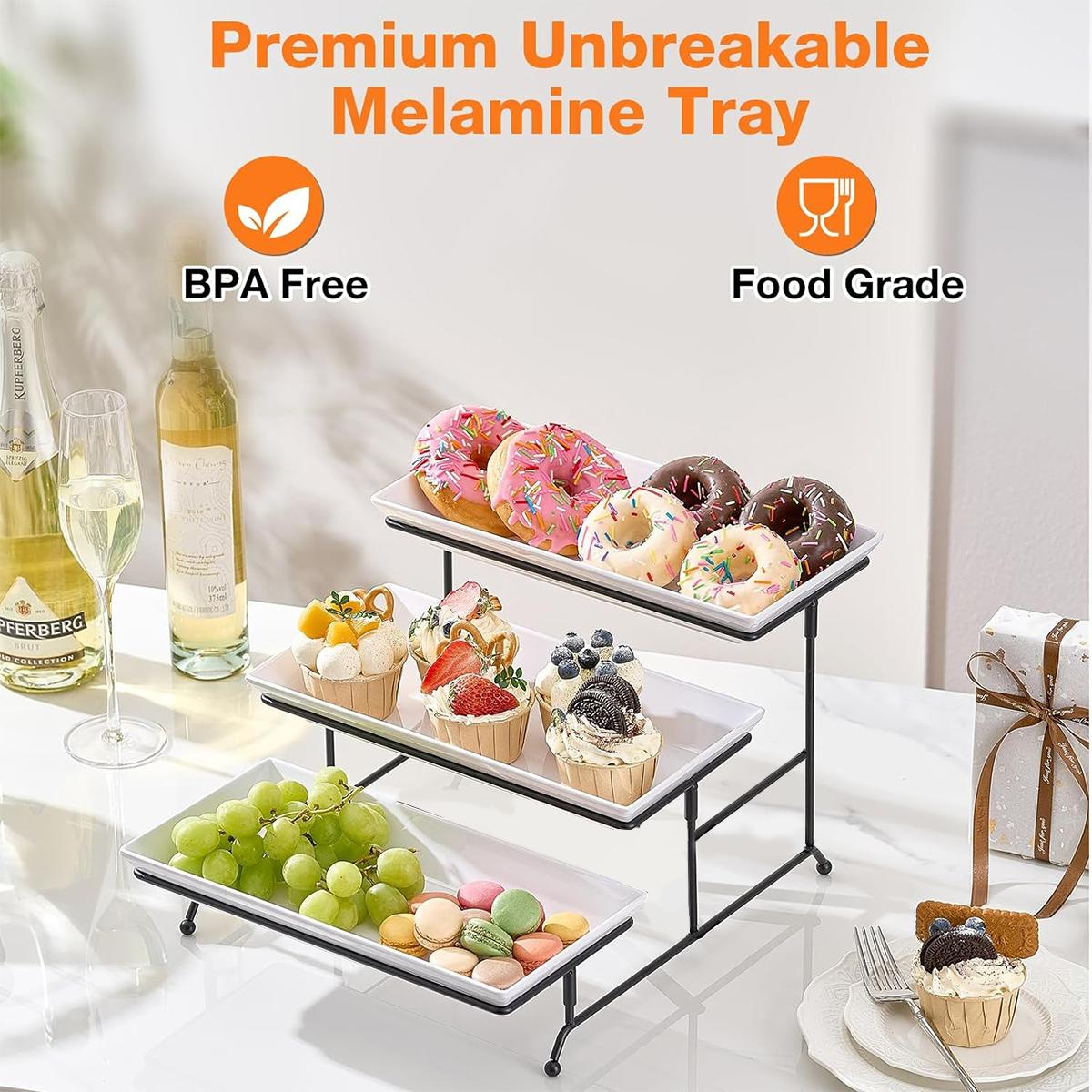 3-Tier Cupcake Stand – Plastic Dessert Display Stand for Weddings, Baby Showers, Tea Parties & Birthday Celebrations