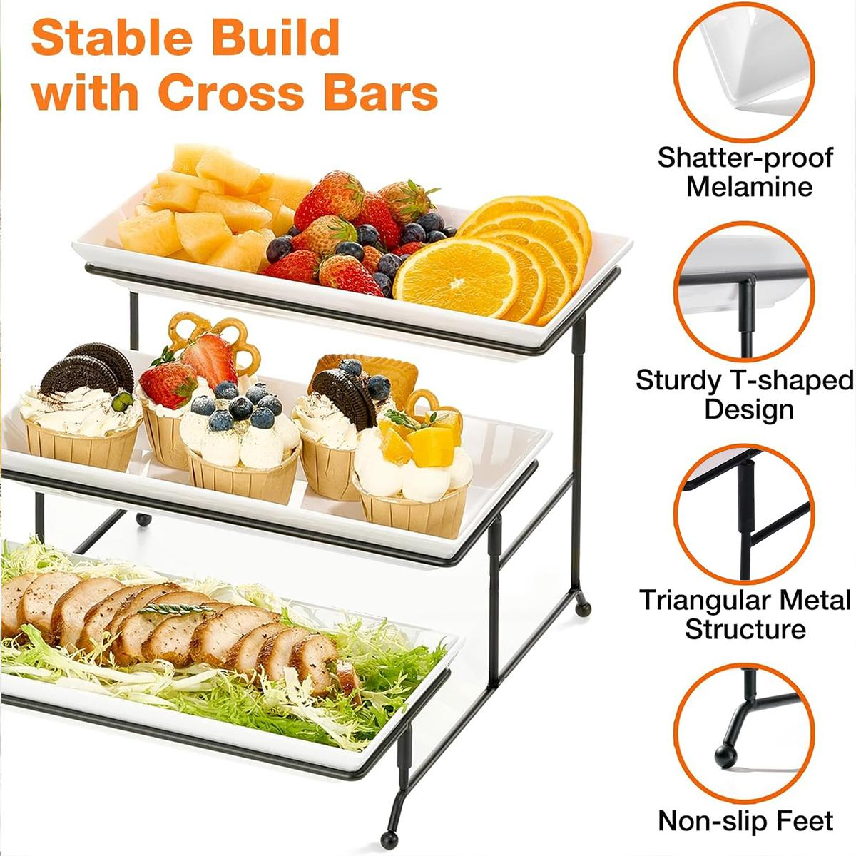 3-Tier Cupcake Stand – Plastic Dessert Display Stand for Weddings, Baby Showers, Tea Parties & Birthday Celebrations