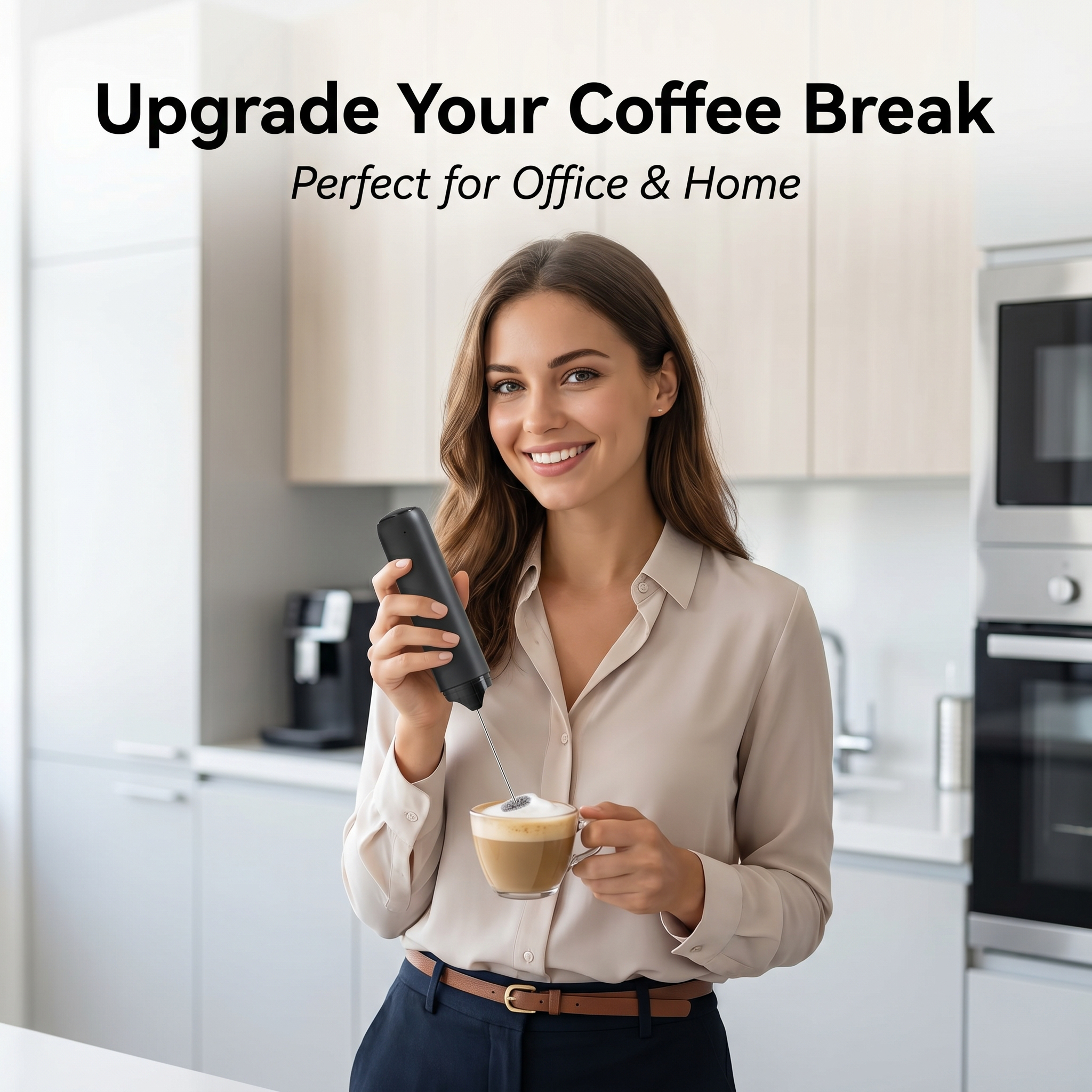 Electric Milk Frother for Coffee and Lattes, Handheld Foam Maker for Cappuccino, Matcha, Hot Chocolate and Milk Drinks, Rechargeable Drink Mixer