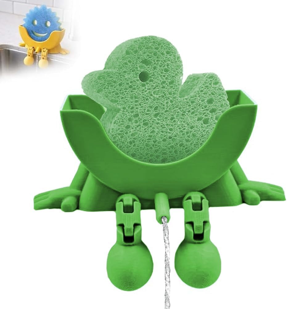 Funny Kitchen Sponge Holder – Cute Sink Organizer for Sponges, Brushes & Dishwashing Accessories