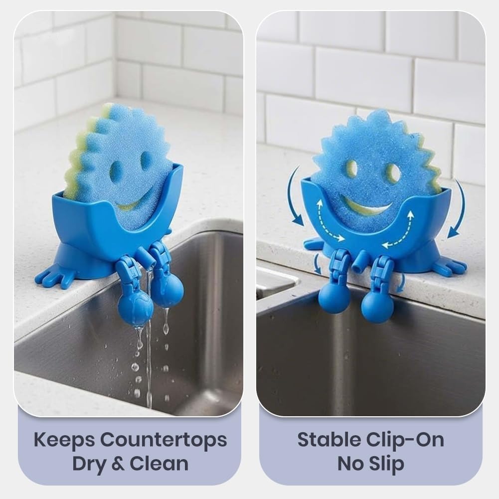 Funny Kitchen Sponge Holder – Cute Sink Organizer for Sponges, Brushes & Dishwashing Accessories