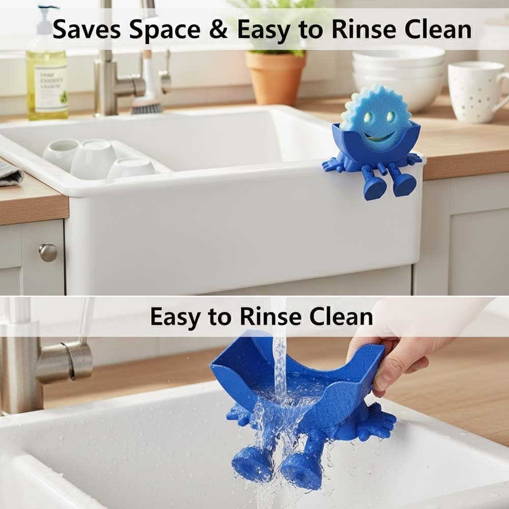 Funny Kitchen Sponge Holder – Cute Sink Organizer for Sponges, Brushes & Dishwashing Accessories