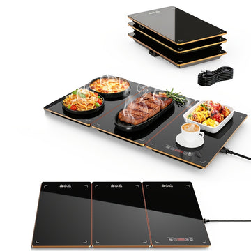 3/4/5PCS Food Warming Mat with Tempered Glass Surface – Electric Warming Tray for Parties, Buffets, Holiday Dinners & Family Gatherings