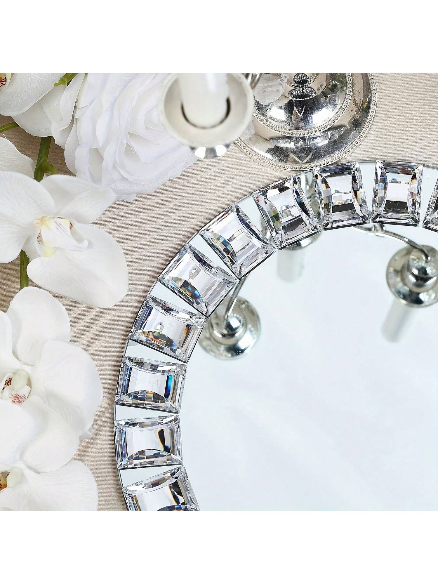 High-Quality Glass Mirror TraysWith Circular Silver Trim