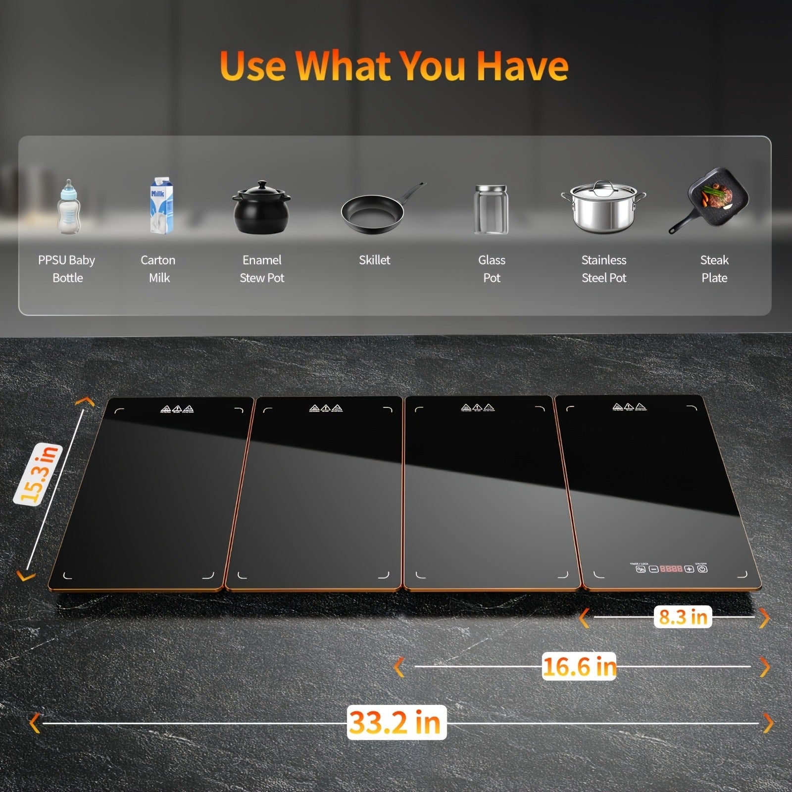 3/4/5PCS Food Warming Mat with Tempered Glass Surface – Electric Warming Tray for Parties, Buffets, Holiday Dinners & Family Gatherings