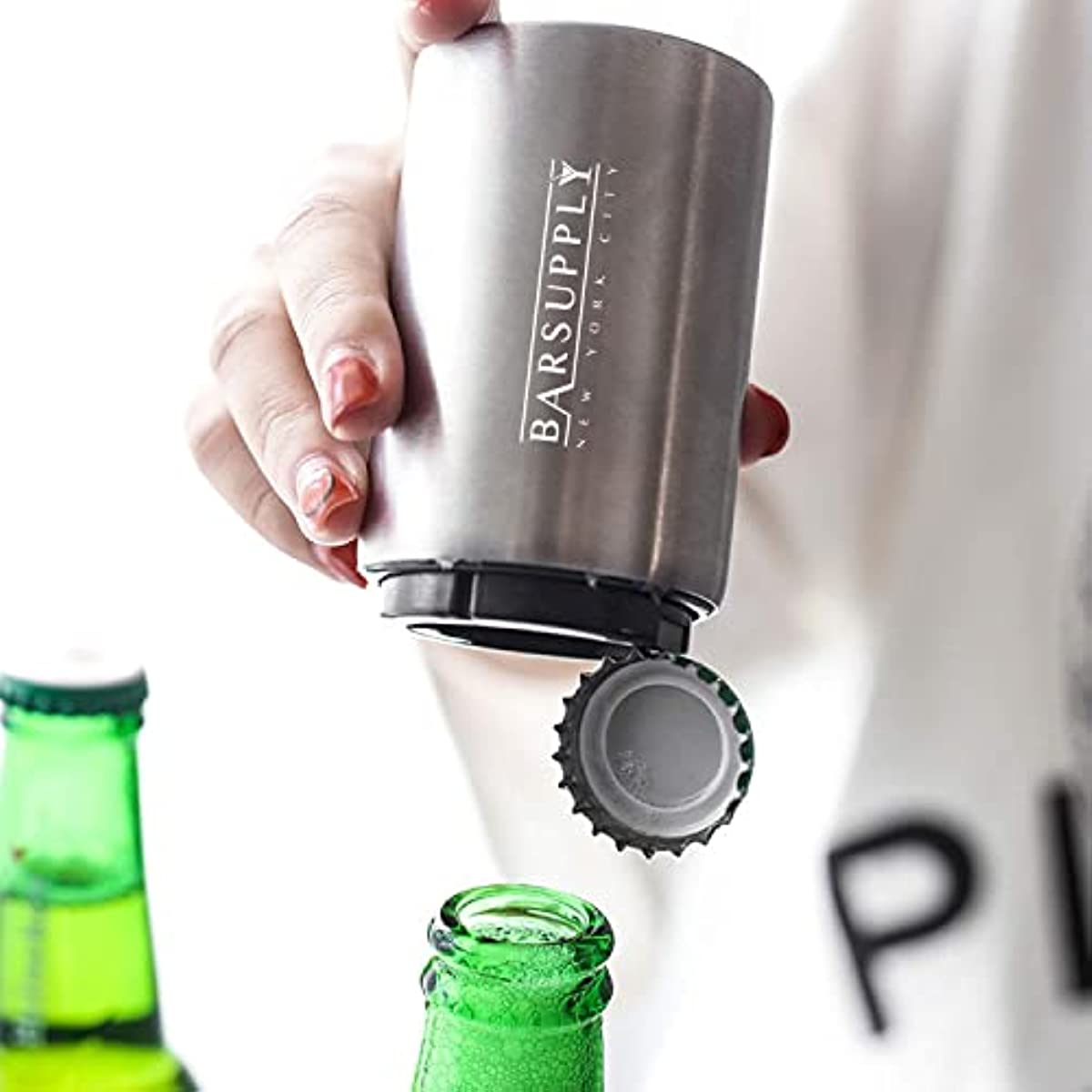 1 Pc Automatic Beer Bottle Opener BeerWineBottle Opener Bar Household AutomaticConvenient Cap Opener - Easy To Open AVariety Of Bottles