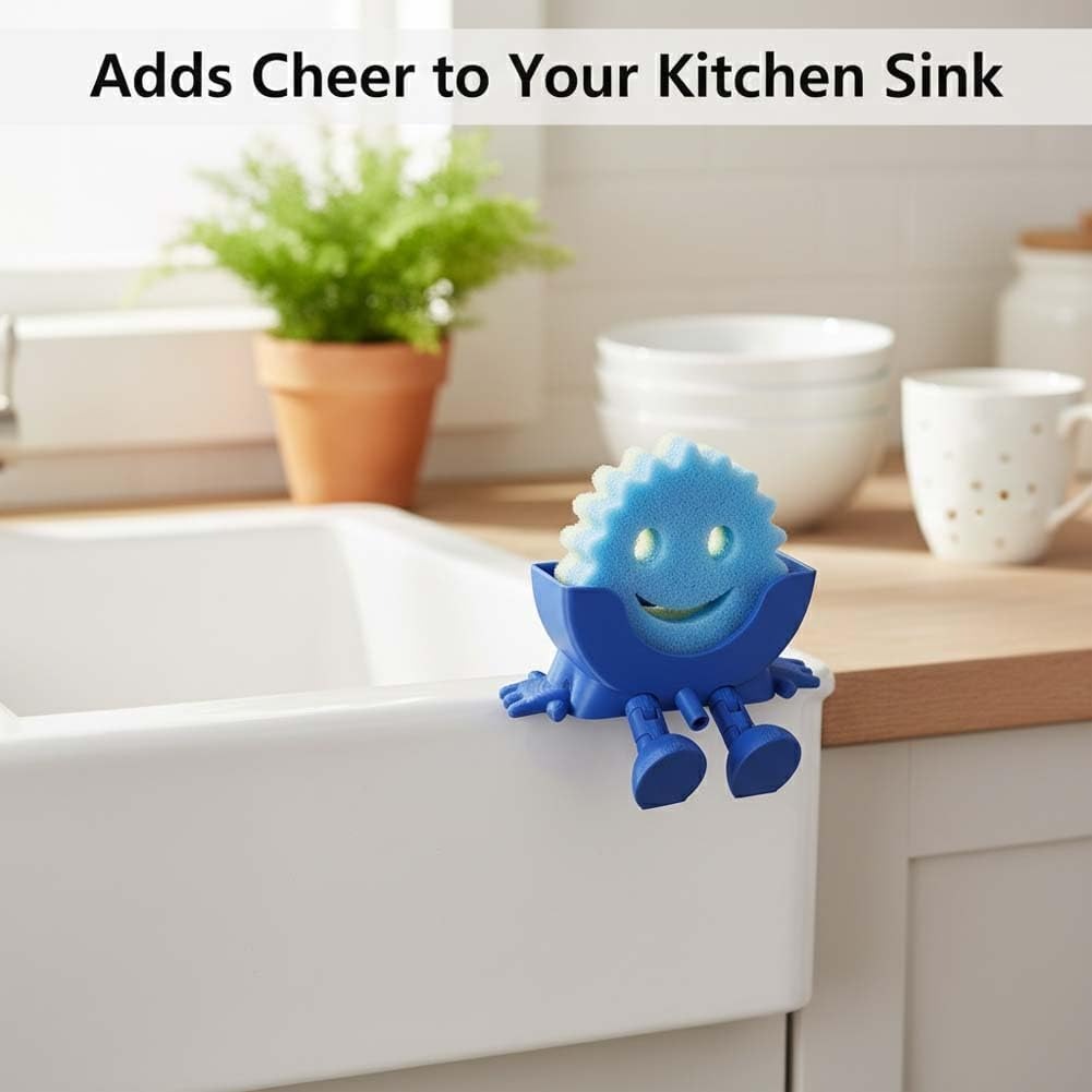Funny Kitchen Sponge Holder – Cute Sink Organizer for Sponges, Brushes & Dishwashing Accessories