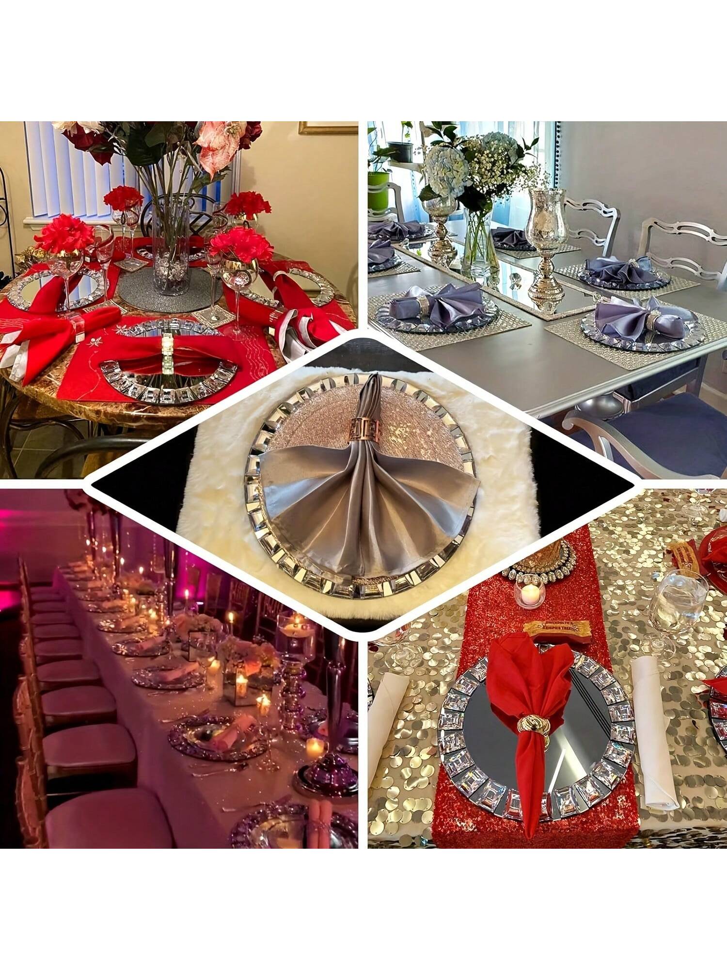 High-Quality Glass Mirror TraysWith Circular Silver Trim