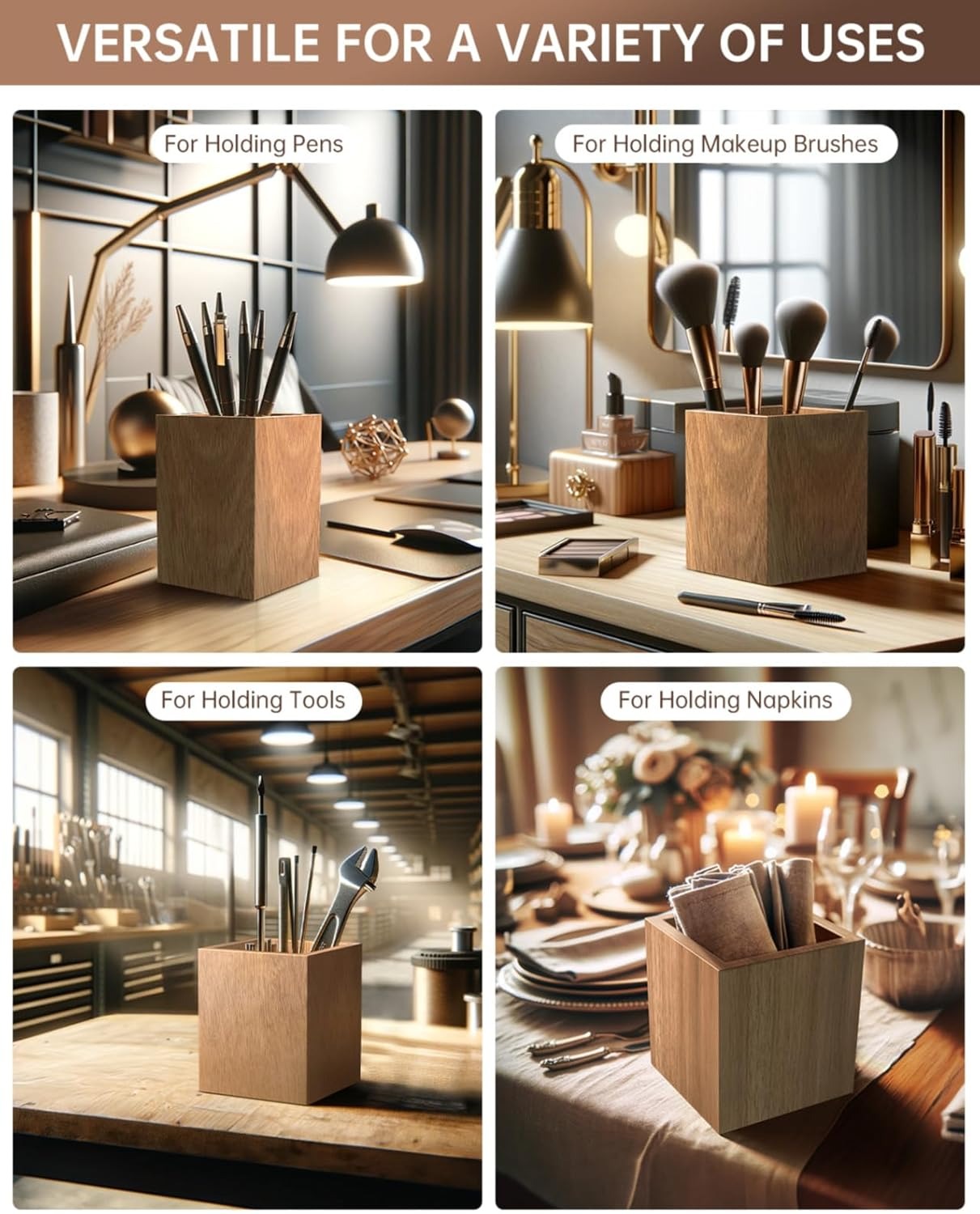 Wooden tabletop cutlery storage rack