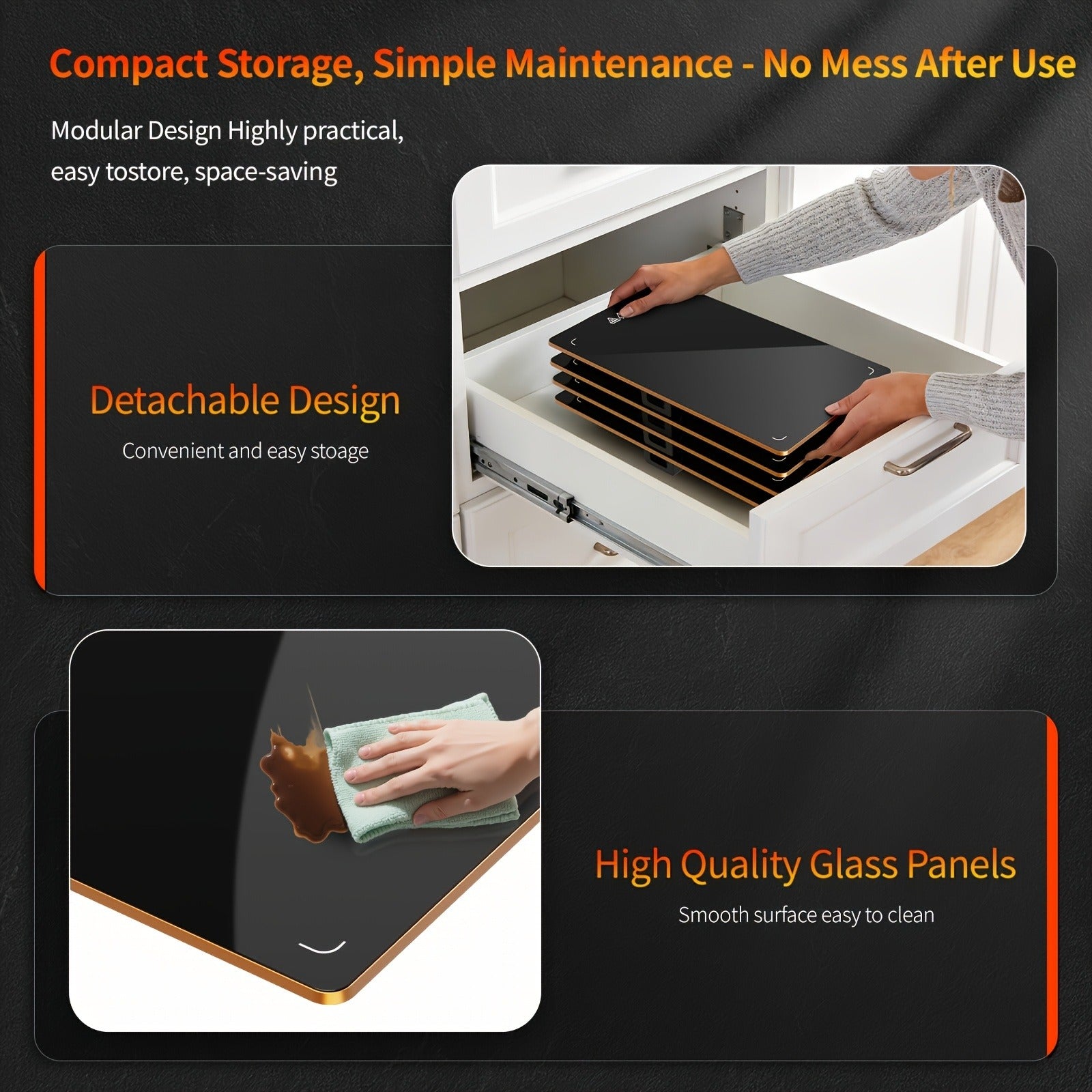3/4/5PCS Food Warming Mat with Tempered Glass Surface – Electric Warming Tray for Parties, Buffets, Holiday Dinners & Family Gatherings