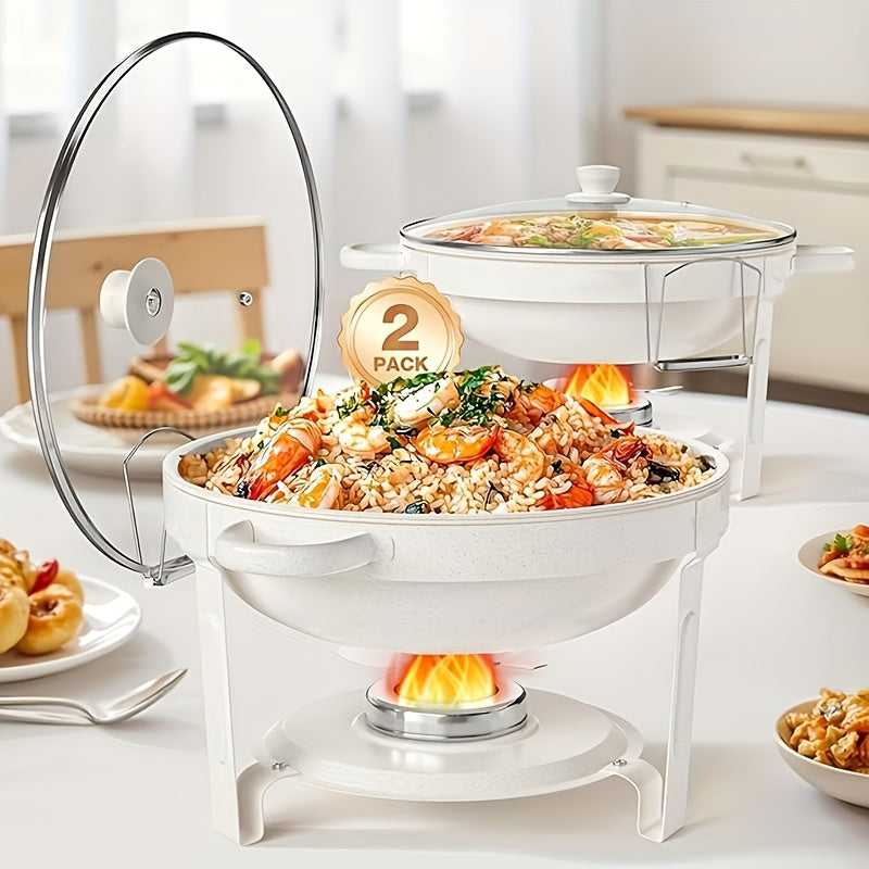 自助餐 2/4 件装,[Game Changer Maifanite 涂层] Chafing Dish 自助餐套装提供大自然的优雅,5 夸脱(约 5.7 升)食物加热器适用于婚礼、生日、教堂活动等场合, 餐饮设备,派对食品保温器,时尚餐具,典雅自助餐套装,高品质暖风机,高级自助餐餐具,食品保温套装,自助餐保温柜,婚礼策划师