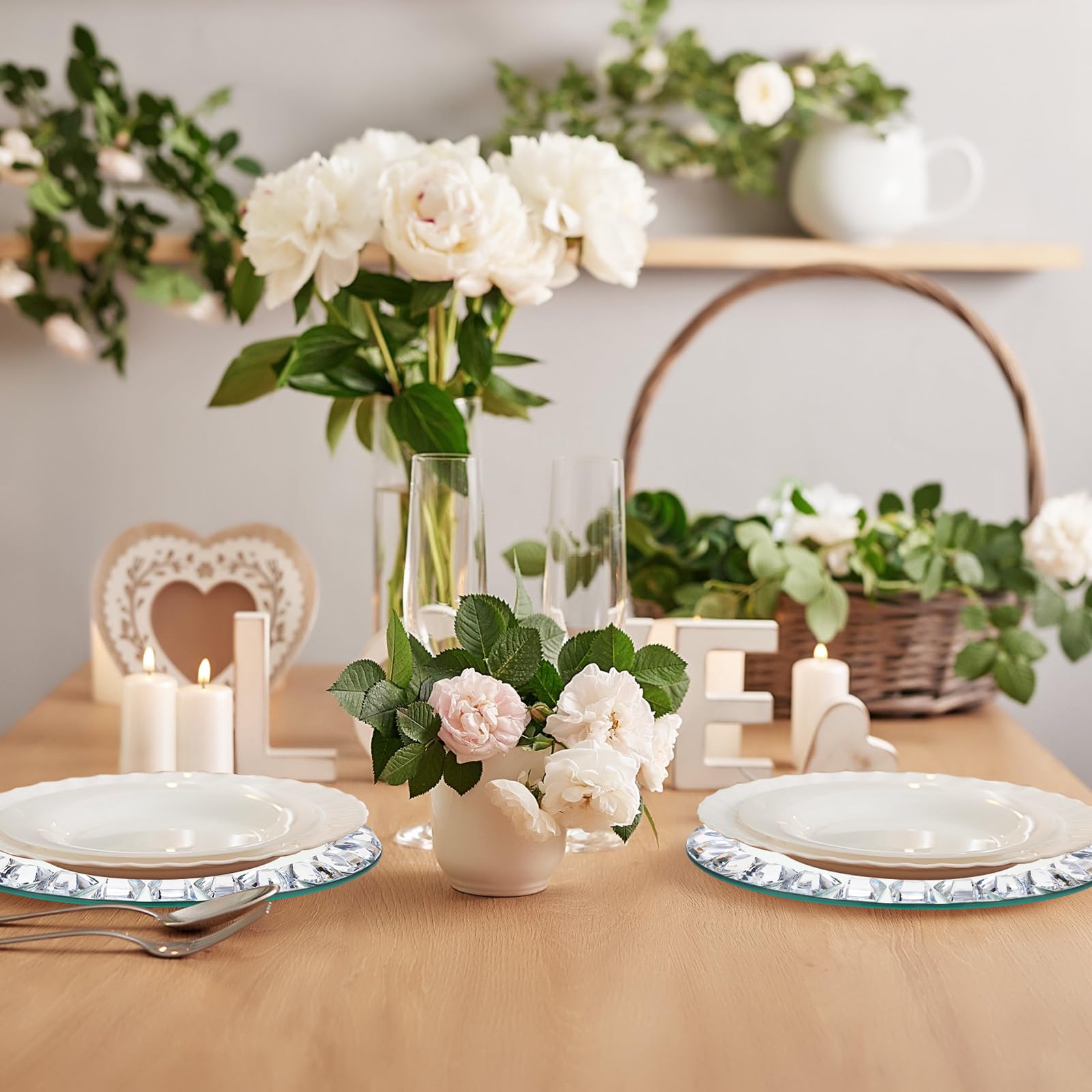 High-Quality Glass Mirror TraysWith Circular Silver Trim