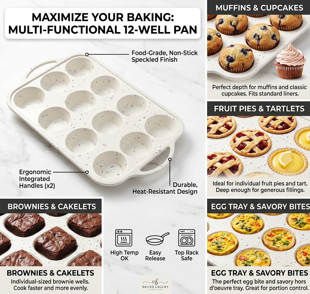 2-Pack Silicone Muffin Pan Set with 100 Paper Liners – Non-Stick Cupcake Baking Mold with Metal Reinforced Frame for Easy Release